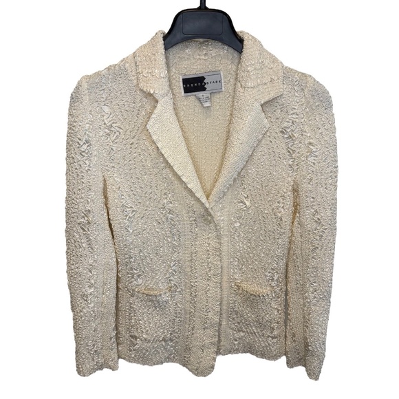 Rhonda Stark Textured Jacket Blazer Womens Size Small Button Career Cream - Picture 1 of 8
